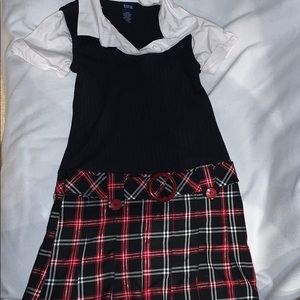 Girls, black and red plaid dress